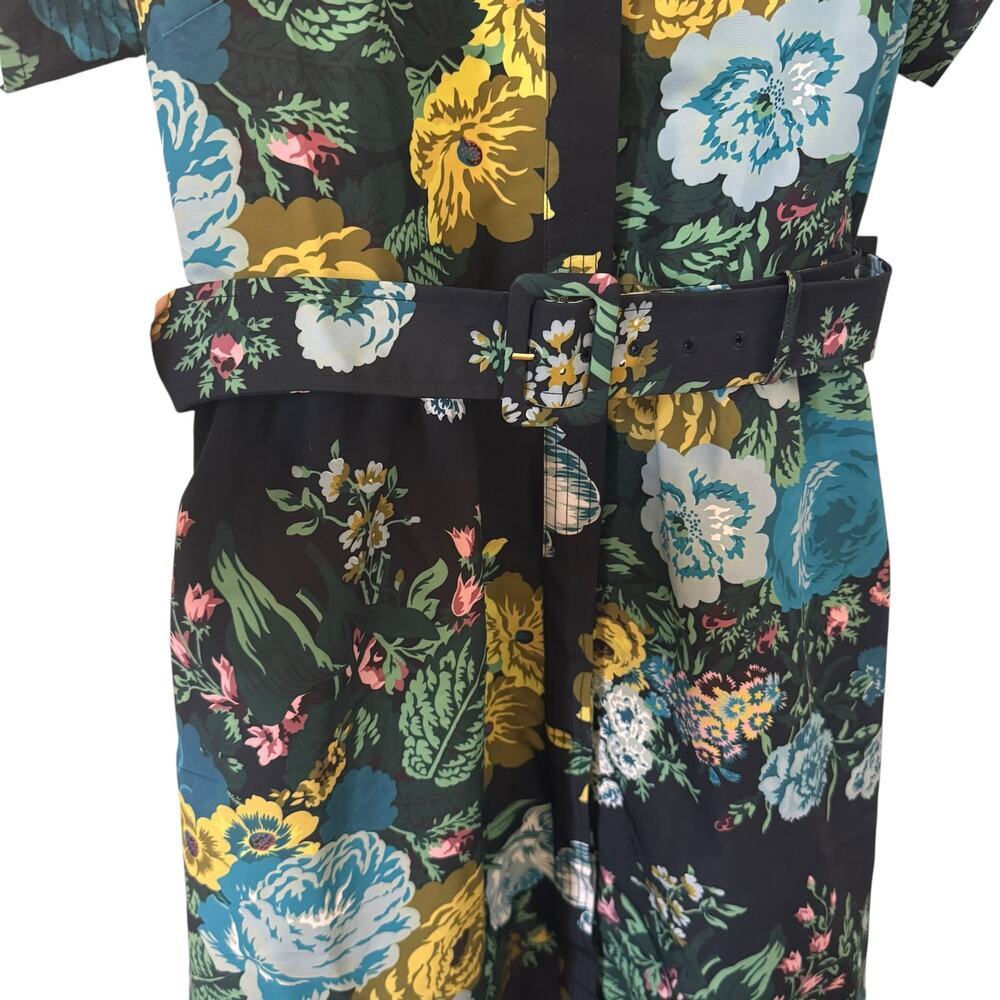 NWT Tuckernuck Chloe Black Verdant Floral Belted Midi Dress Sz Large - Picture 7 of 13